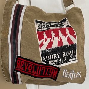 The Beatles Abbey Road Canvas Messenger Bag Crossbody Khaki Licensed